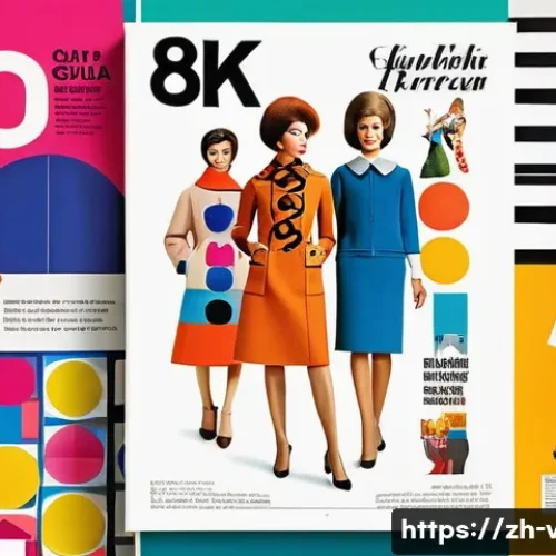 빈티지 패션 잡지 컬렉션 - A vibrant 1960s vintage fashion magazine cover featuring bold geometric patterns and bright colors, ...