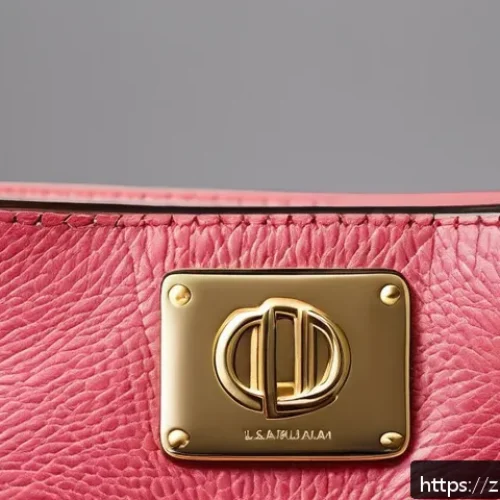 중고 명품 감정 방법 - A close-up, highly detailed image of a luxury LV handbag focusing on the texture and material of gen...